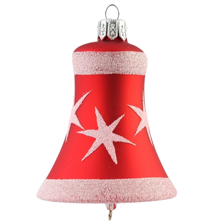 Red matt bell with white stars décor