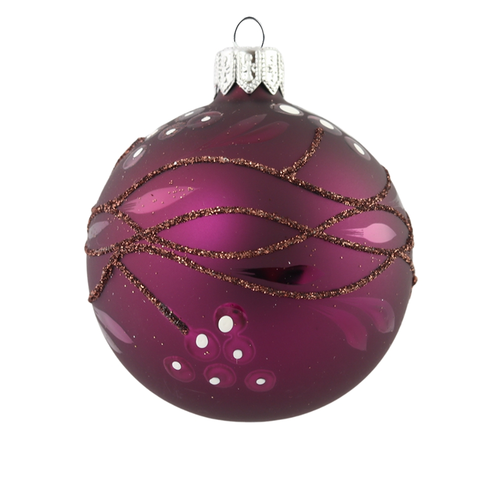 Purple ball ornament with grapevine decoration