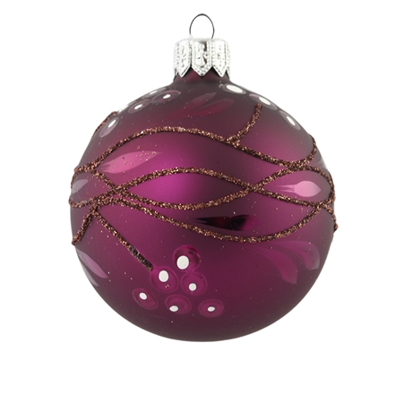 Purple ball ornament with grapevine decoration