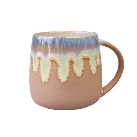 Brick orange mug with running glaze