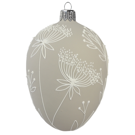 Grey Easter egg with floral decoration
