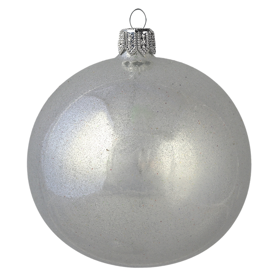 Silver-grey ball ornament with fine glitter
