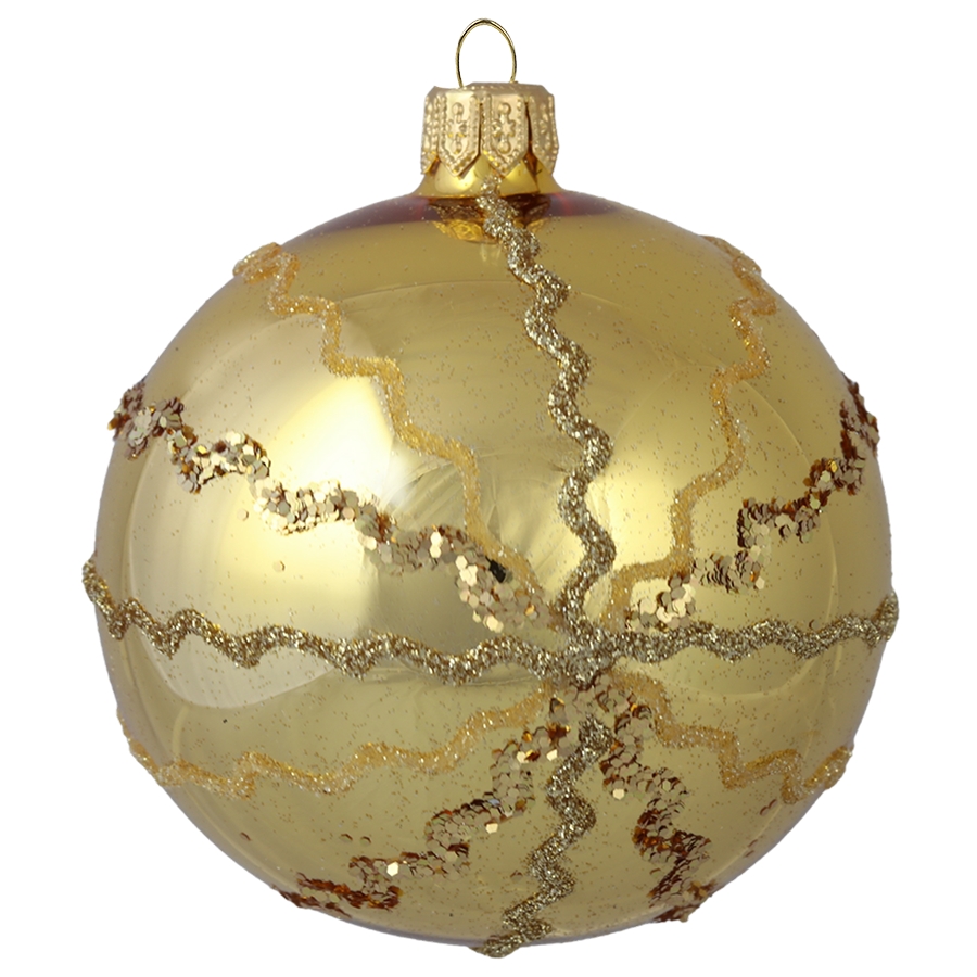 Golden glossy ornament with golden stripes