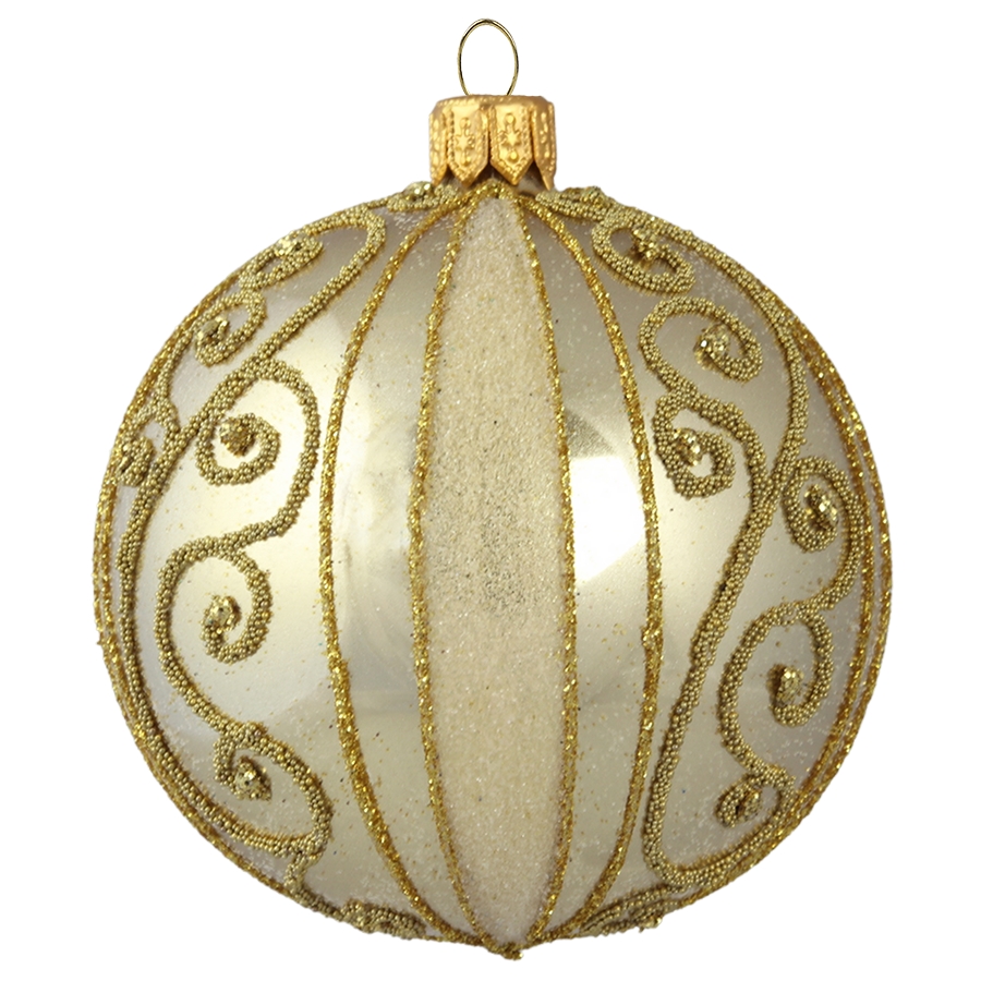 Champagne ball ornament with rich decoration