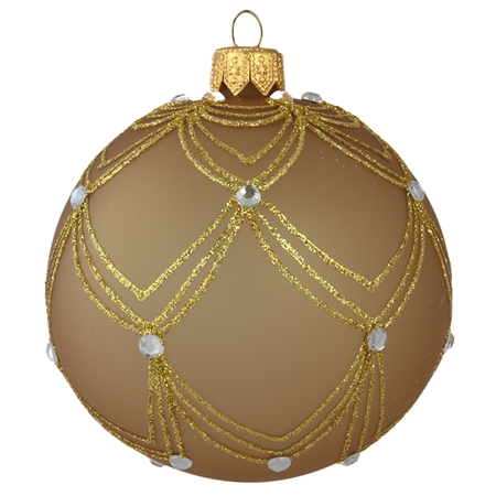 Brown ball ornament with golden decoration