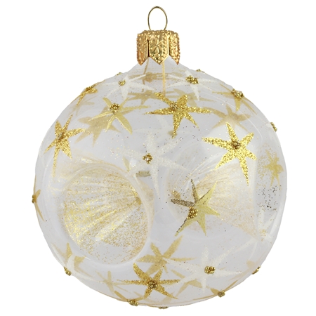 Clear ornament with golden stars and indents