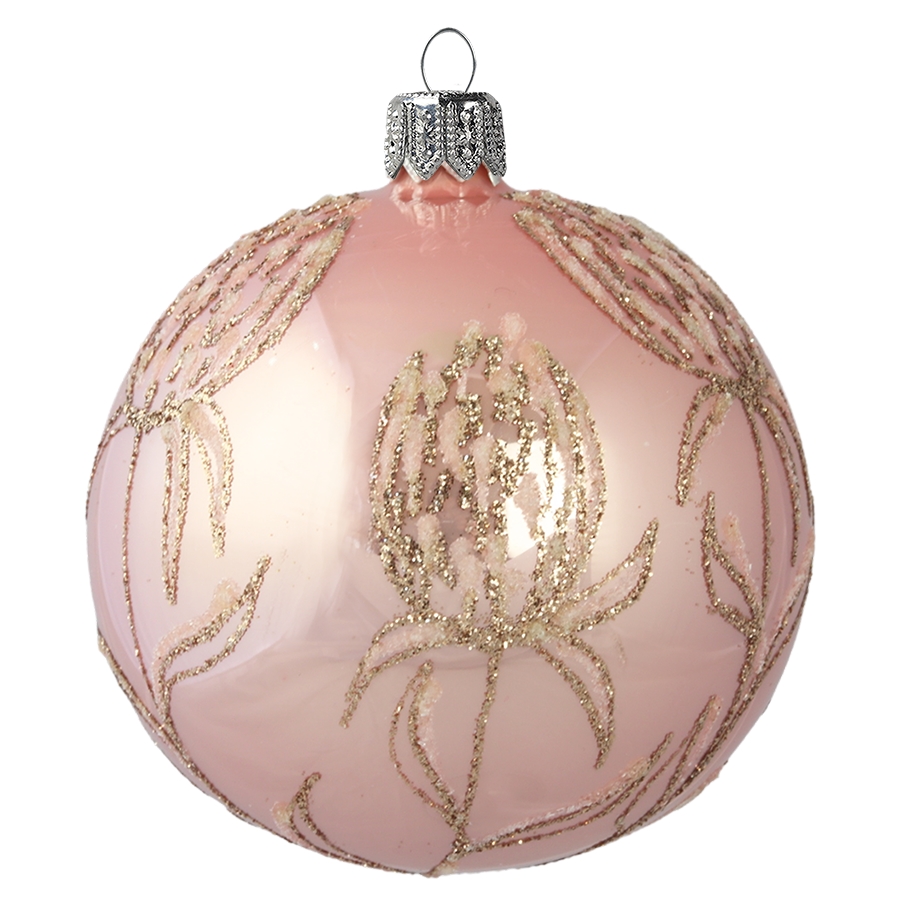 Pink ball ornament with flowers