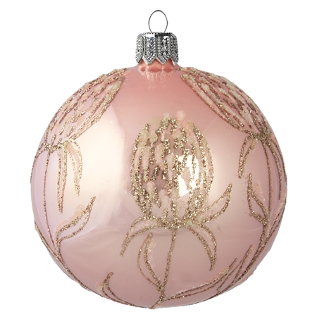 Pink ball ornament with flowers