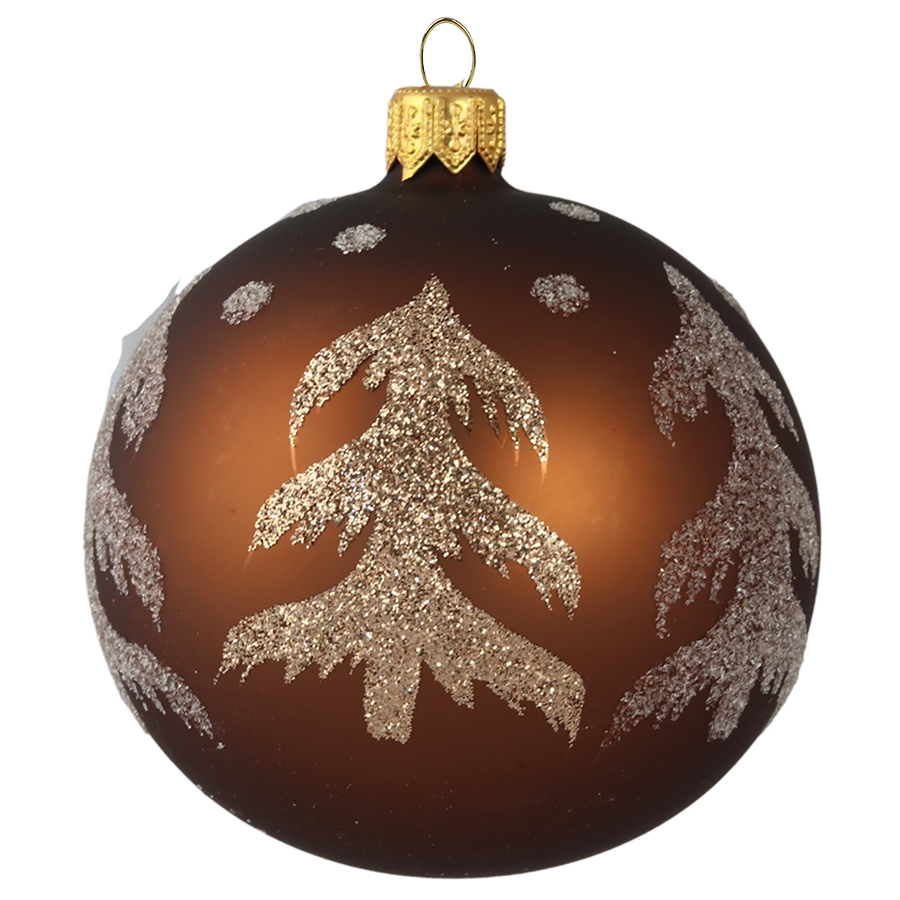 Brown ball ornament with trees