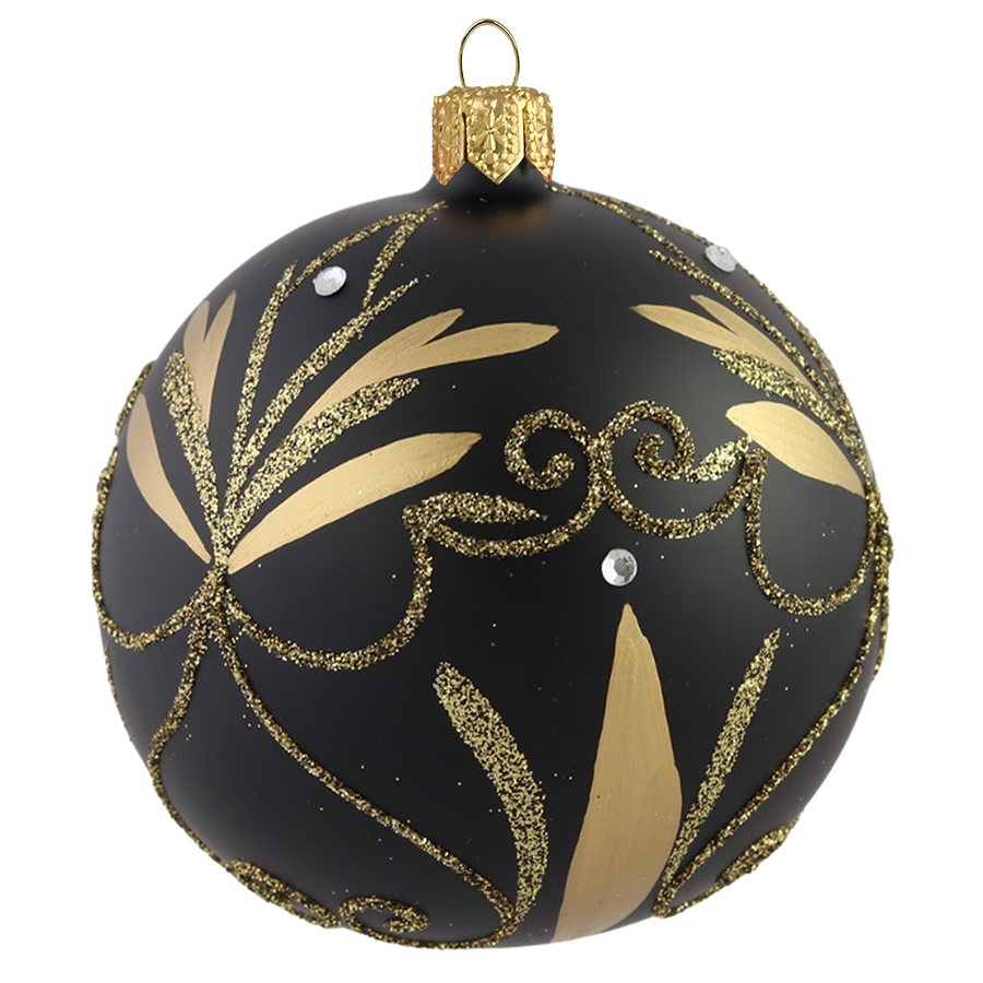 Black ball with gold decor and gold sprinkles