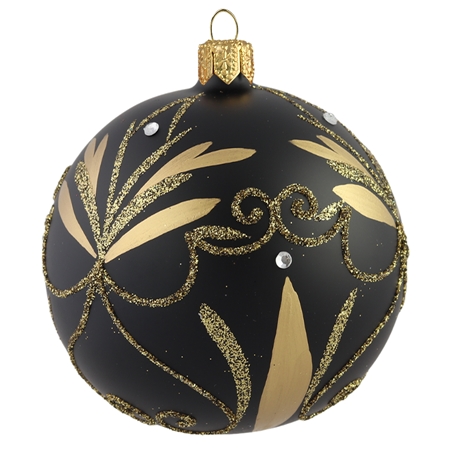 Black ball with gold decor and gold sprinkles