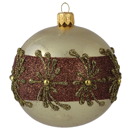 Green ball ornament with natural flower motif