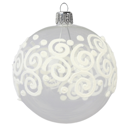 Clear Christmas ball with white decoration