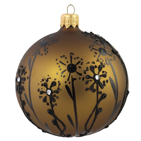 Brown ball ornament with black flower decoration