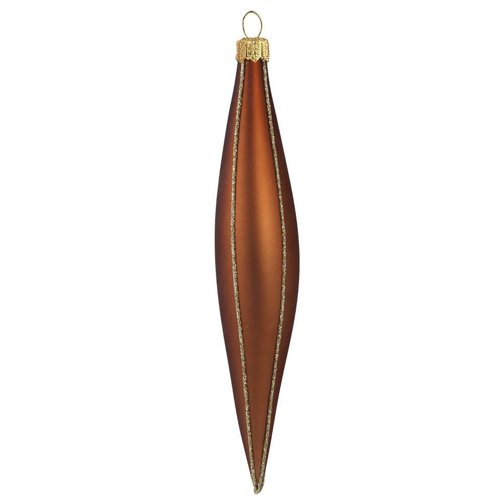 Brown drop ornament with stripes