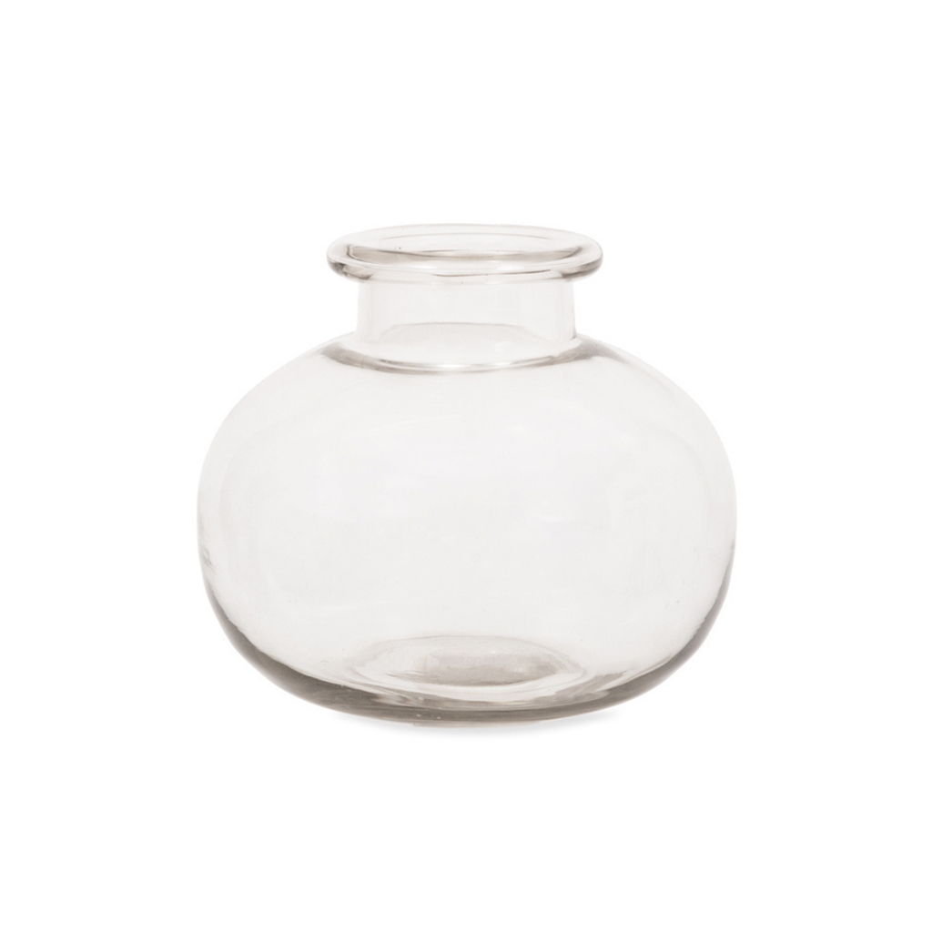 Small round sturdy glass vase
