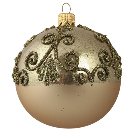 Golden ball ornament with golden spiral decoration