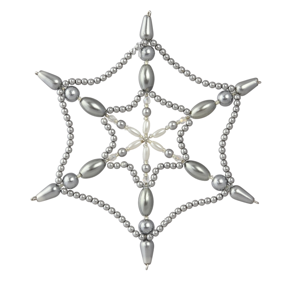 Silver-grey pearl beads star ornament large