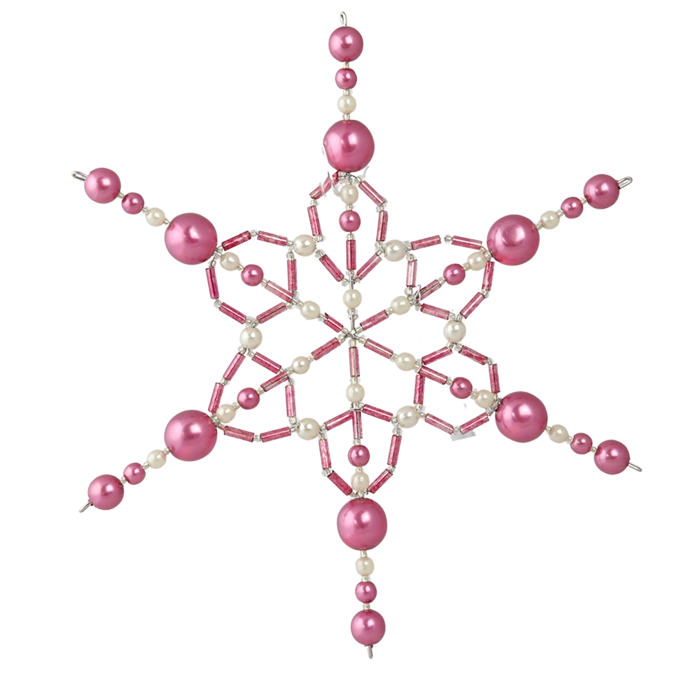 Pink pearl beads star ornament large