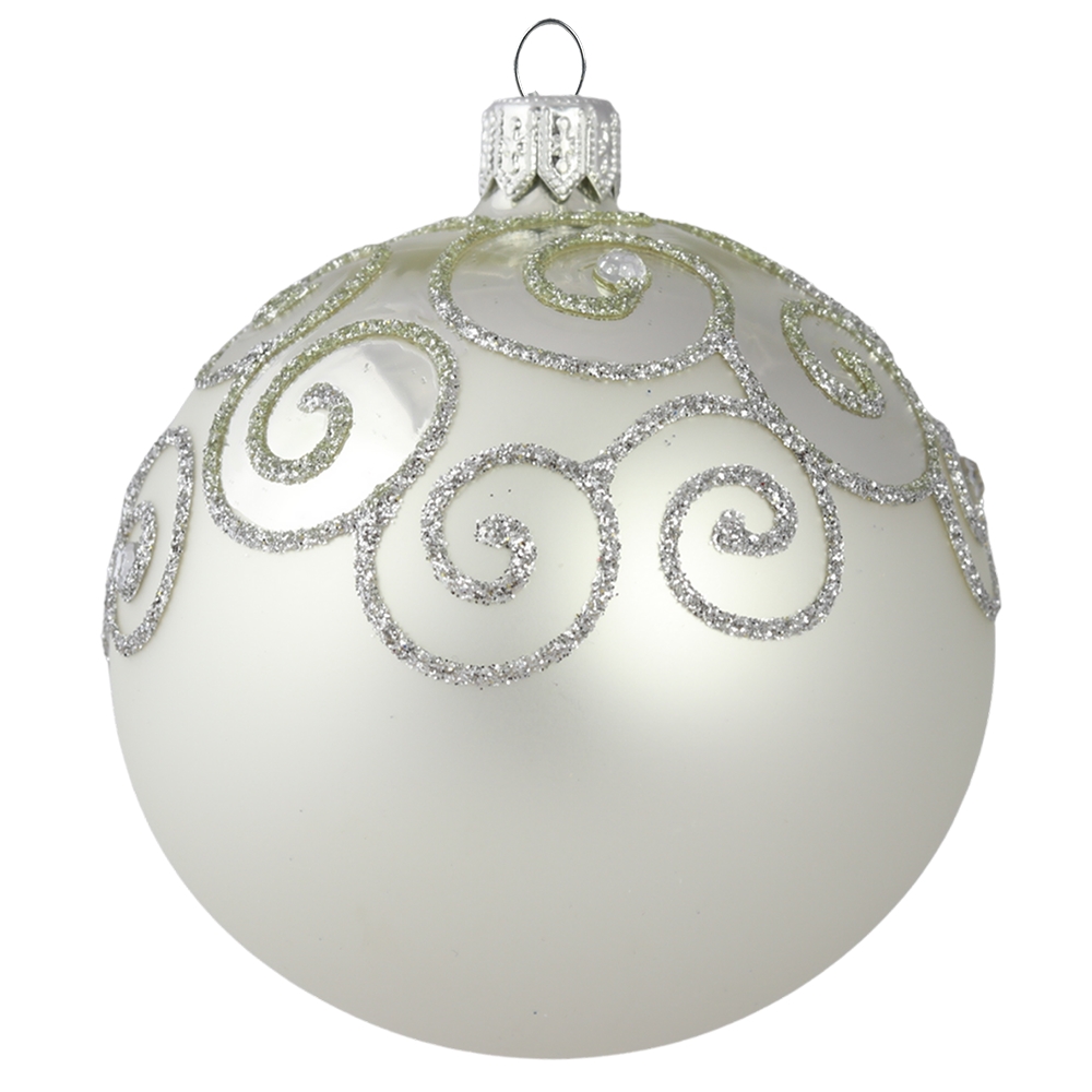 Silver ball ornament with spiral decoration