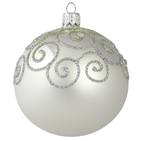 Silver ball ornament with spiral decoration