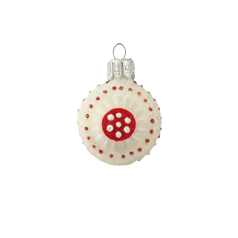 Mini ball ornament with red dots