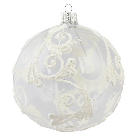 Clear ball ornament with white branchlets decoration