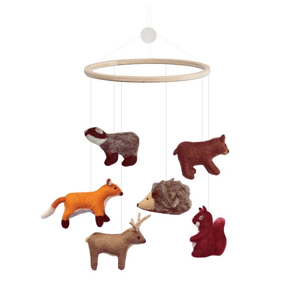 Baby mobile with forest animals