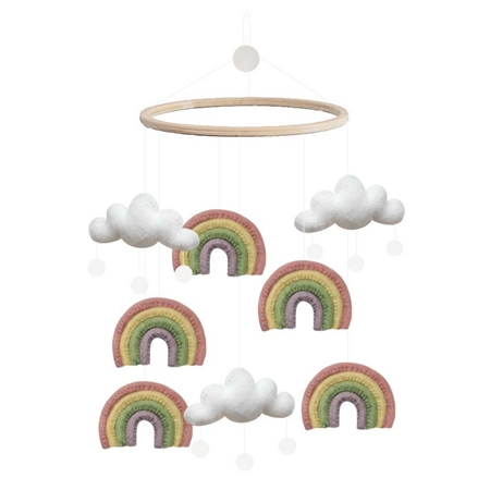 Baby mobile with rainbows and clouds