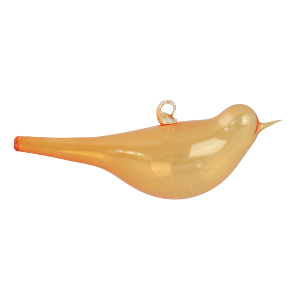 Orange glass bird with eyelet