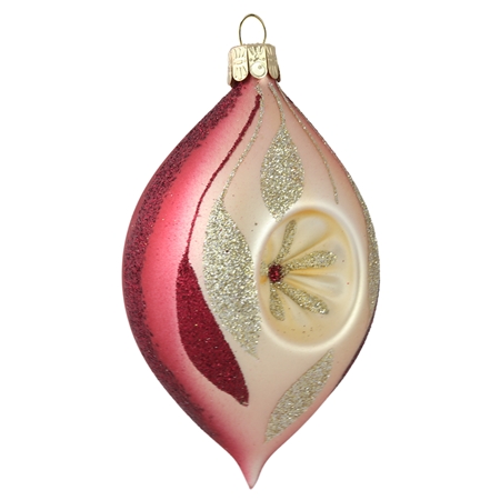 Olive shape ornament with painted flowers