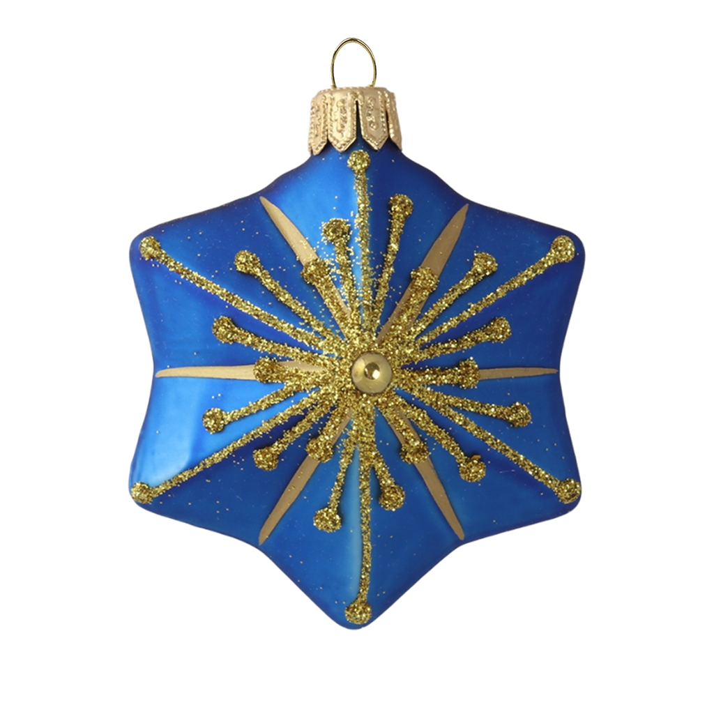 Blue star with golden glitter