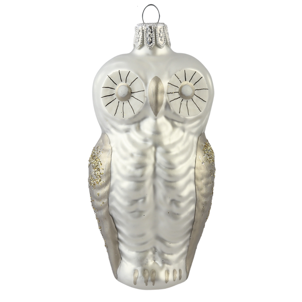 Platinum glass owl ornament