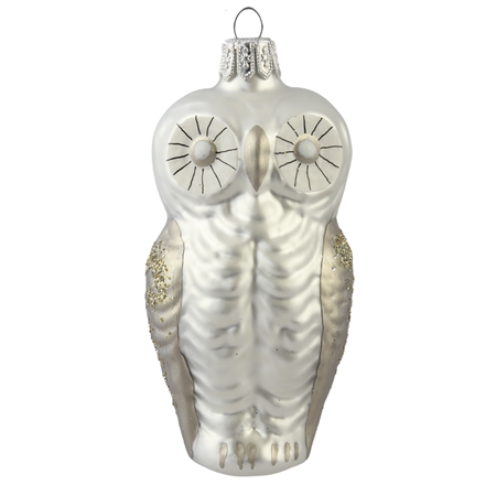 Platinum glass owl ornament