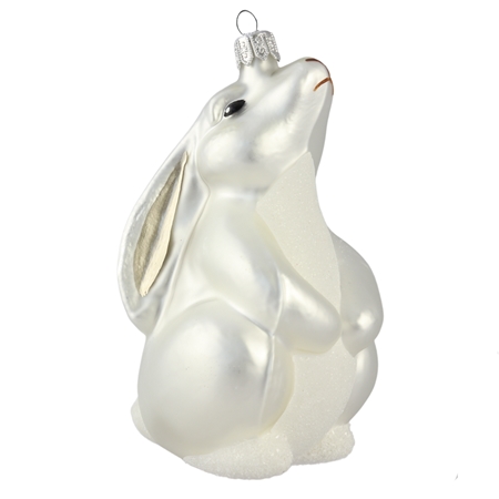 Snow bunny glass ornament