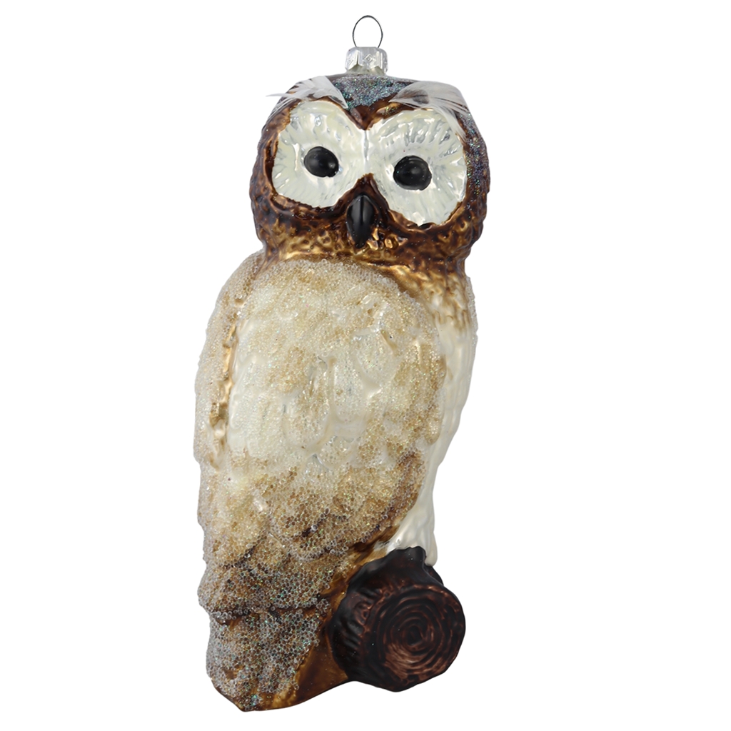 Christmas ornament owl on a branch