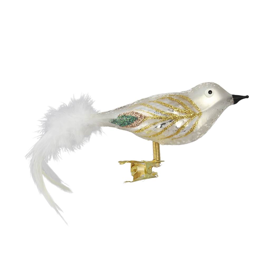 White glass bird ornament