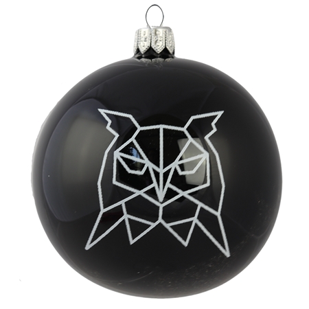 Ball ornament with a geometric owl