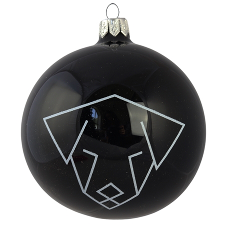 Ball ornament with a geometric dog