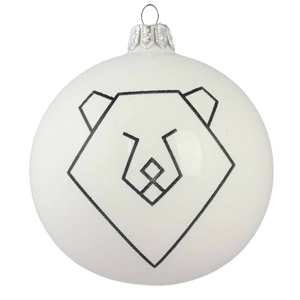 Ball ornament with a geometric bear