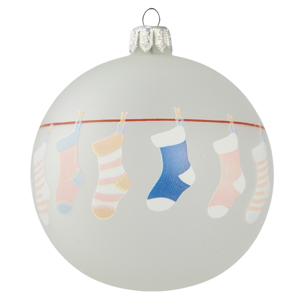 Ball ornament with colourful socks print
