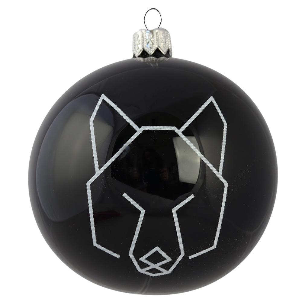 Ball ornament with a geometric wolf