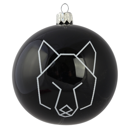 Ball ornament with a geometric wolf