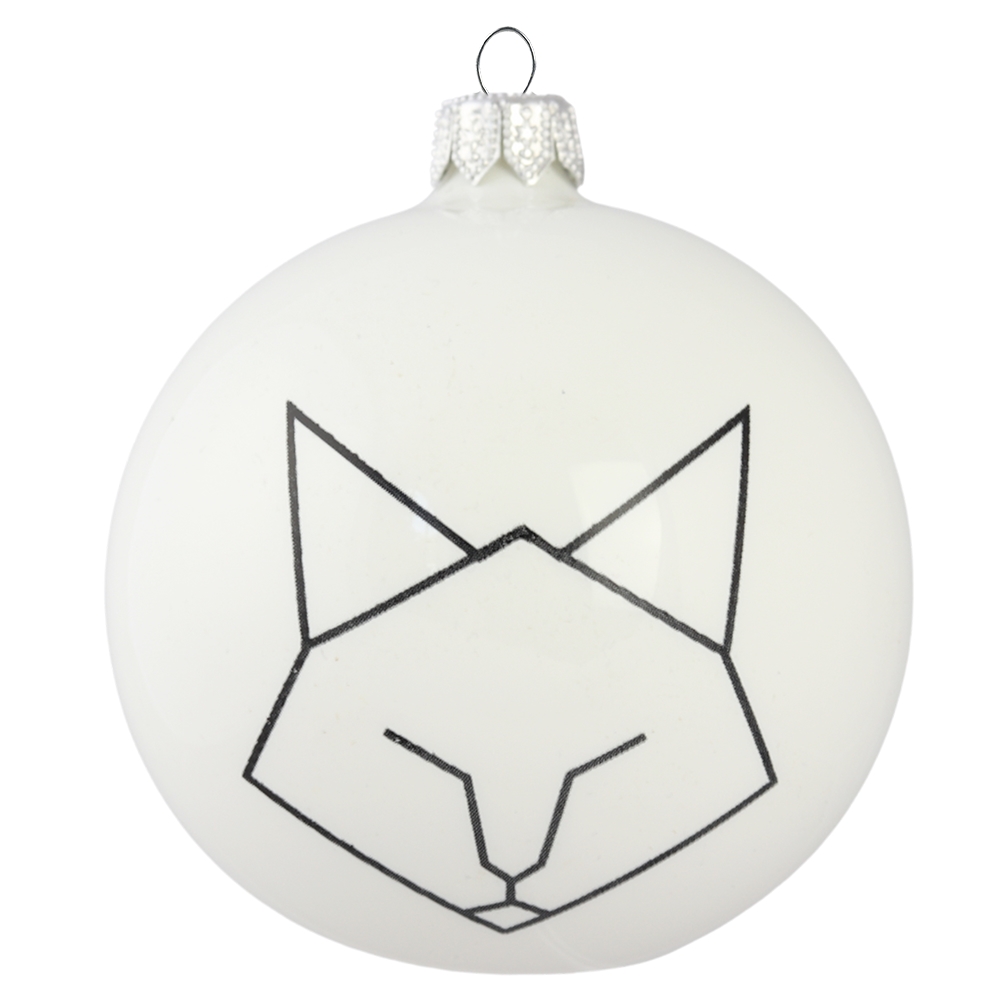 Ball ornament with a geometric cat