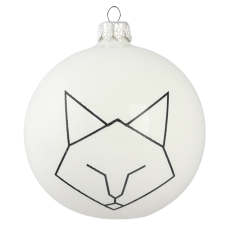 Ball ornament with a geometric cat