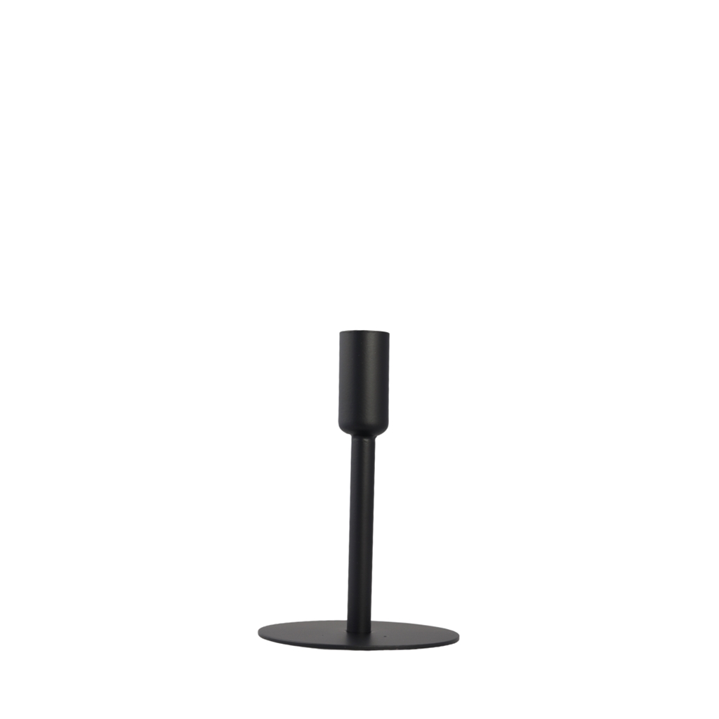 Small black candlestick with a round base