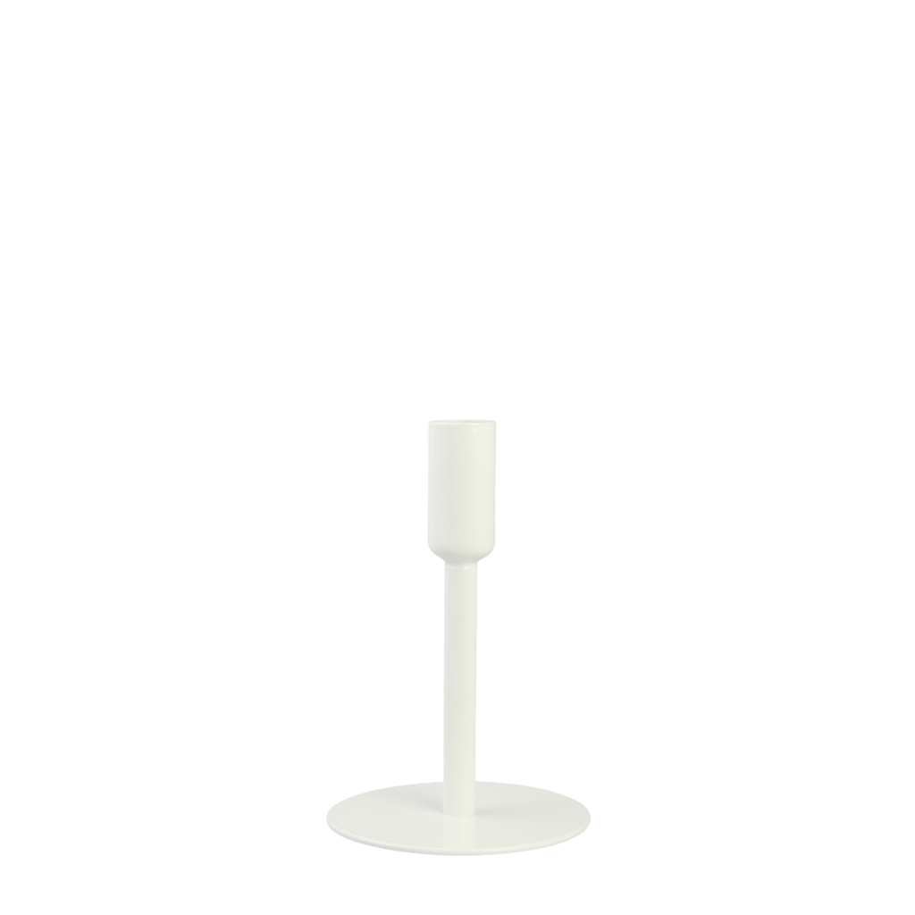 Small white candlestick with a round base