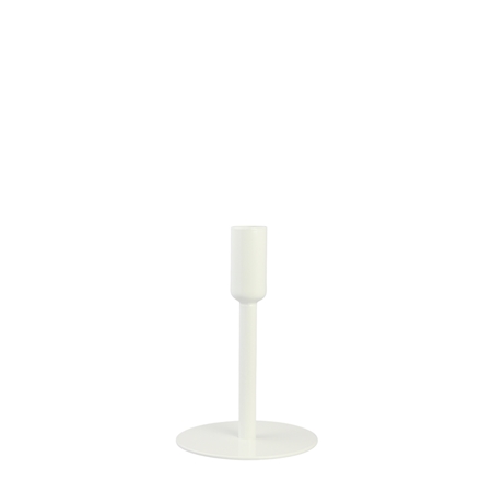 Small white candlestick with a round base