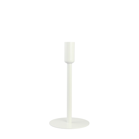 Medium white candlestick with a round base