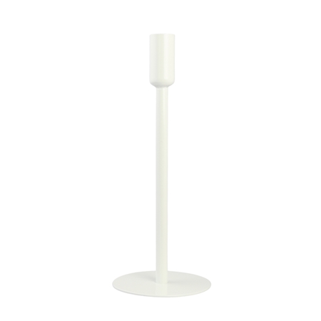 High white candlestick with a round base